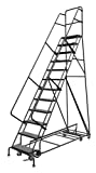 Tri-Arc KDED112246 12-Step All-Directional Steel Rolling Industrial & Warehouse Ladder with Perforated Tread, 24-Inch Wide Steps