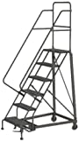Tri-Arc KDHD106246 6-Step Heavy-Duty Steel Rolling Industrial & Warehouse Ladder with Perforated Tread