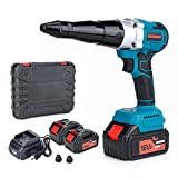 Cordless Rivet Gun, Portable 18V Lithium-ion Electric Automatic Brushless Blind Riveter Tool Kit for 1/8', 5/32', 3/16' Rivets with 2 Pack 5.0Ah Battery