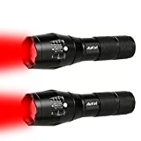 2 Pcs Powerful Red LED Flashlight Single Mode Long Range Red Hunting Light Torch Zoombale, Waterproof Red Torch Best for Astronomy, Aviation, Night Observation,etc