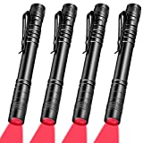 4 Pieces Red Light Flashlight Red LED Flashlight Red Light Pen Light Flashlight Super Bright Red Flashlight Red Torch for Astronomy, Aviation, Night Observation and More