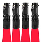 RaySoar 4 Pack Red Light Flashlight Red LDE Flashlight Red Flashlight Night Vision Flashlight for Astronomy, Night Observation and Outdoor Activities(4 PCS)