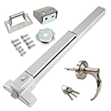 IRONWALLS Door Push Bar Panic Exit Device with Exterior Lever, 70cm/27.5” Stainless Steel Commercial Emergency Exit Door Push Bar, Exit Device Parts Door Hardware for 28”-50” Wood Metal Door