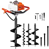 ECO LLC 63cc Auger Post Hole Digger 3.4HP 2 Stroke Petrol Gas Powered Earth Digger with 4 Auger Drill Bits (4“ 6' 8' & 12') for Farm Garden Plant (Subcontract Delivery)