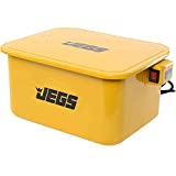 JEGS 5-Gallon Portable Parts Washer - 3.5 Gallon Parts Washer Solvent Capacity - 3.96 Gallon Per Minute Max Parts Washer Pump Output - Heavy Duty Steel - Powder Coated Yellow with JEGS Logo