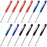 12 Pieces Mini Tops and Pocket Clips Pocket Screw Driver Magnetic Pocket Screw Driver with Single Blade Head Pocket Screwdriver Set for Mechanical Electrician Electronics Technician, Red, Blue, Black