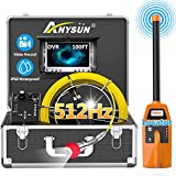 Sewer Camera with Locator, Anysun 100ft Pipe Video Inspection Camera with 512Hz Sonde and Receiver, Waterproof Drain Plumbing Camera Snake with 7” LCD Monitor DVR Recorder(8GB SD Card Included)