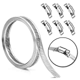 Hose Clamp Stainless Steel DIY 7.9 FT Metal Strapping with Holes + 6 Fasteners Large Adjustable Clamp Worm Gear Hose Clamps Pipe Clamp Band Clamp Air Ducting Clamp for Pipe Automotive Cable Tube