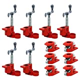 (6 Pack) 3/4' Wood Gluing Pipe Clamp Set Red Cast Iron Clamps Heavy Duty Quick Release Pipe Clamps for Woodworking