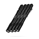 Lumore Four Pack of Pen flashlights | Durable Anodized Aircraft-Grade Aluminum | 100 Lumen Flash Light with 84 Meter Viewing Distance | Four Pack of Premium Medical Lights, Black