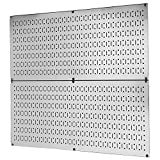 Wall Control Pegboard Rack Garage Storage Galvanized Steel Horizontal Peg Board Pack - Two 32-Inch x 16-Inch Shiny Metallic Metal Peg Board Tool Organization Panels
