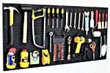 WallPeg 48' Wide Pegboard Kit with 2 Panels & 36 Locking Peg Board Hooks and Panel Set - Tool Parts and Craft Organizer (Black)
