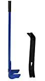 HOME-X Heavy-Duty Pallet Buster and Nail Puller, 45-Inch Powder-Coated Steel with Rubber Handle, Pry Bar, No Assembly Required, 2 Piece Set, 45' L x 6' W x 1 ¼' H, 12 ¾' L x 1 ¾' W x ¼' H Blue
