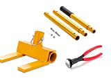 Pallet Buster Deluxe with Nail Cutting Pliers | 41' Collapsible Handle - Deck Wrecker - Best Wrecking Bar for Breaking Pallets - Steel Head - 2 Secure Locking Pins - Yellow - Molomax