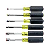 Klein Tools 635-6 Tool Set, Heavy Duty Magnetic Nut Drivers SAE Sizes 1/4, 5/16, 3/8, 7/16, 1/2, and 9/16-Inch Hex, 6-Inch, 6-Piece