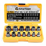 Amartisan Impact Bolt Extractor Tool, 13PC Bolt Nut Removal Extractor Socket Tool Set.
