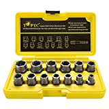 Topec Impact Bolt & Nut Remover Set 13+1 Pieces, ⅜drive impact, Nut Extractor Socket, Bolt Remover Tool Set with Hex Adapter for Removing Damaged, Dead, Rusted, Rounded-Off Bolts, Nuts & Screws