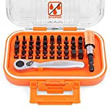 SEDY 42-Pieces Mini Ratchet Screwdriver and Bit Set, Waterproof Case 1/4-Inch Mini Ratchet Screwdriver and S2 Bits Kit with Extension Bit Holder, Pocket Size