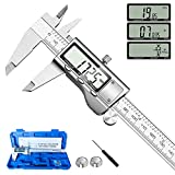 Digital Caliper Measuring Tool, Stainless Steel Vernier Caliper Digital Micrometer with Large LCD Screen, Easy Switch from Inch Metric Fraction, 6 Inch Caliper Tool for DIY/Household