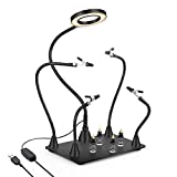 Magnetic Helping Hand, Soldering Helping Hands, PCB Circuit Board Holder with 3X LED Magnifying Lamp, Flexible Metal Arms Heavy Duty Base Electronic Repair Tool (Magnetic with Lamp)