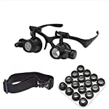 Beileshi Watch Repair Magnifier Loupe Jeweler Magnifying Glasses Tool Set with LED Light with 8 Interchangeable Lens-2.5X 4X 6X 8X 10x 15x 20x 25x