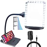 MagniPros 3X Magnifying Glass with Light and Stand, Flexible Gooseneck Magnifying Desk Lamp w/USB Fast Charge & Tablet Stands for Reading Fine Print, Painting, Sewing, Crafts & Close Work