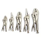 WORKPRO 5-Piece Locking Pliers Set(5/7/10 inch Curved Jaw Pliers,6.5/9 inch Long Nose Pliers)， W001316A