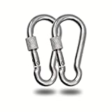 Maky Outdoors Twist Locking Carabiners Clips 2.7' 507lbs Capacity, Heavy Duty Galvanized Spring Small Action Snap Hooks for Hammocks, Punching Bags, Swing Chairs, Gym Equipment, Key, Pets- 2pcs