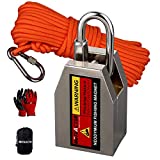 MUTUACTOR Three Sides Fishing Magnet Kit Strong Powerful Combined 1200lb, Super Strong Neodymium Magnet for Fishing Salvage Under Water with 66 Feet Rope and Gloves