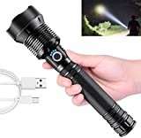 Super Bright Rechargeable LED Flashlights, 90000 Lumens XHP70.2 Tactical Flashlight, 10000mAh Parallel Battery, Zoomable&IPX5 Waterproof