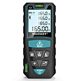 Laser Measure, Mileseey by RockSeed 165 Feet Digital Laser Distance Meter with 2 Bubble Levels,M/In/Ft Unit switching Backlit LCD and Pythagorean Mode, Measure Distance, Area and Volume (165 Feet)