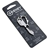 Geekey Multi-Tool | Stainless Steel Key Shaped Pocket Tool for Your Keychain | Includes Bottle Opener, Screwdriver, Ruler, Wrench, Bit Driver, File, Bike Spoke Key | TSA Friendly (Stainless Steel)