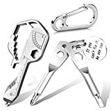 28 in 1 Multitool Keychain, Key Shaped Pocket Tools and Gadgets, Mini Outdoor Keychain Tool for Drill Drive, Screwdriver, File, Wrench, Ruler, Bottle Opener, Stripping, Tools for Men, Gift (Silver)
