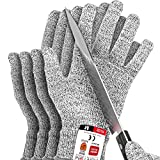 Fortem Cut Resistant Gloves, 4 Kevlar Gloves, Level 5 Protection Cutting Gloves For Oyster Shucking, Kitchen Work Gloves for Chefs, Food Grade, EN388 Certified (Medium)