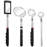 4 Pieces Telescoping Inspection Mirror Telescoping LED Lighted Flexible Inspection Mirror Round Mirror Square Mirror Inspection Tool for Checking Observing Vehicle Small Part (Elegant Style)