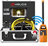 HBUDS Sewer Camera with Locator, Pipe Inspection Camera with 512Hz Sonde and Receiver, IP68 Waterproof Plumbing Drain Camera Snake, Pipe Locators with 7' Color Monitor DVR Recorder (165ft Cable)