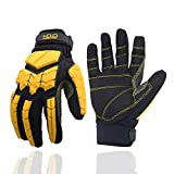 Anti Vibration Work Gloves, SBR Fingers & Palm Padded Work Gloves, Men Safety Impact Reducing Gloves (Large)