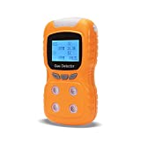 Portable 4 Gas Monitor Charge Multi Gas Detector Alarm: O2(Oxygen),H2S(Hydrogen Sulfide),EX(Explosive Gas) and CO,Professional Gas Leak Detector with LCD Display Voice Light Vibration.(Orange)