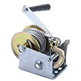 Homtone 600 lbs Heavy Duty Hand Winch, Hand Crank Winch with 8m Cable, Manual Winch Operated Two-Way Ratchet ATV Boat Trailer Marine Towing Winch