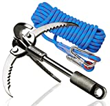 QUADPALM Grappling Hook and Rope 10M (32ft) - Multifunctional Heavy Duty Survival Hook - 4 Stainless Steel Folding Claws - Survival Gear - Outdoors Camping Hiking