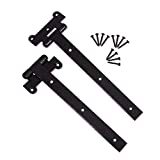 DIYWorld Black Door Hinges – 2Pcs Gate Hinges with 12 Mounting Screws – Heavy Duty 4mm Thick Iron Construction with Black Powder Coating – Ideal for Gates, Sheds, Barns