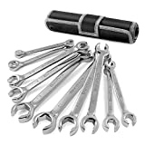 DURATECH Flare Nut Wrench Set, Standard & Metric, 10-Piece, 1/4' to 7/8'' & 9-21mm, Chrome Vanadium Steel, Organizer Pouch Included