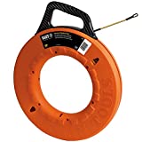 Klein Tools 56056 Fiberglass Fish Tape, 200-Foot Wall Snake is 3/16-Inch Wide Non-Conductive Multi-Groove Fish Tape with 7-Inch Leader