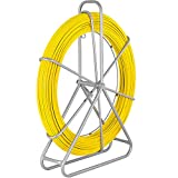 Happybuy Fish Tape Fiberglass 8MM 492FT, Duct Rodder Fish Tape Puller Fiberglass Wire Cable Running with Cage and Wheel Stand,Durable Steel Reel Stand,Fish Tape Min Bending Radius 13 inch/330 mm