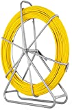 Fish Tape Fiberglass 6MM 656FT,Duct Rodder Fish Tape Puller Fiberglass Wire Cable Running with Cage and Wheel Stand,Durable Steel Reel Stand,Fish Tape Min Bending Radius 13 inch/330 mm (6mm 656Ft)