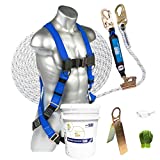 ATERET Fall Protection Roofing Bucket Kit I Full-Body Harness, 50' Vertical Rope & Anchor Set I Construction Fall Arrest Kit for Roofers & Construction Workers I OSHA & ANSI Compliant Equipment