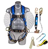 Palmer Safety Premium Fall Protection Roofing Bucket Kit I Full Body Safety Harness, 50' Vertical Rope, Anchor Set & Free Gift I OSHA/ANSI Compliant Arrest Kit (Large, Blue)
