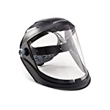 Jackson Safety Lightweight MAXVIEW Premium Face Shield with Ratcheting Headgear, Clear Tint, Uncoated, Black, 14200 (Remove Protective Film Before Use)