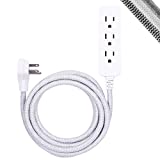 GE Pro 3-Outlet Power Strip with Surge Protection, 8 Ft Designer Braided Extension Cord, Grounded, Flat Plug, 250 Joules, Warranty, UL Listed, Gray/White, 38433