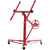 Drywall Lift,11Ft Drywall Lift Panel Hoist Jack Lifter Lockable Rolling Caster Drywall Lifter Construction Tools for Ceiling,Red